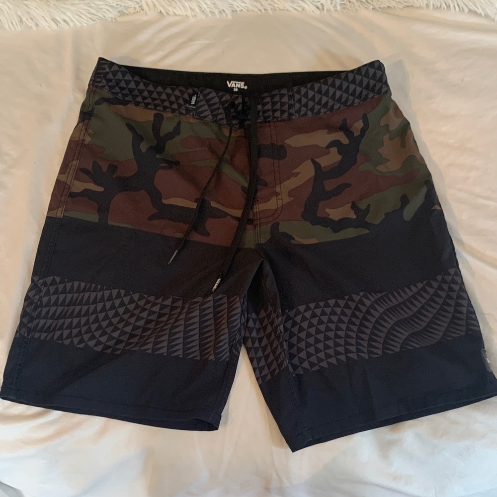 Vans kids Black and Green Camo Board Shorts